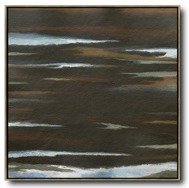 Oversized Abstract Landscape Painting,Big Painting,Brown,White,Black